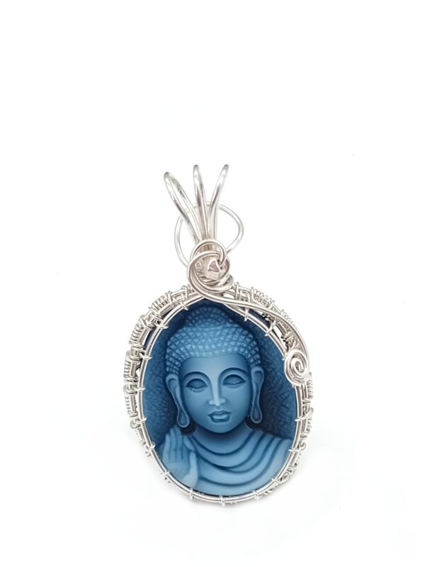 Schmuckanhänger Achat Kamee gefärbt Motiv Buddha 925 Sterlingsilber