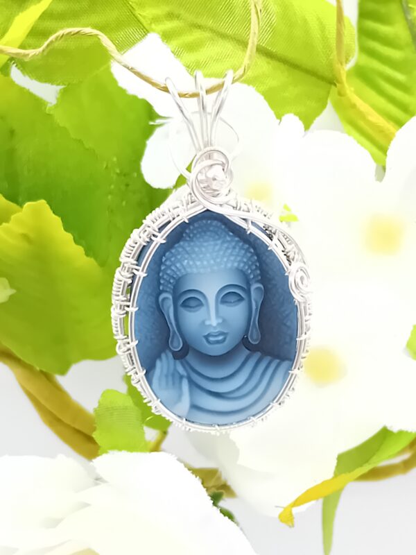 Schmuckanhänger Achat Kamee gefärbt Motiv Buddha 925 Sterlingsilber – Bild 4