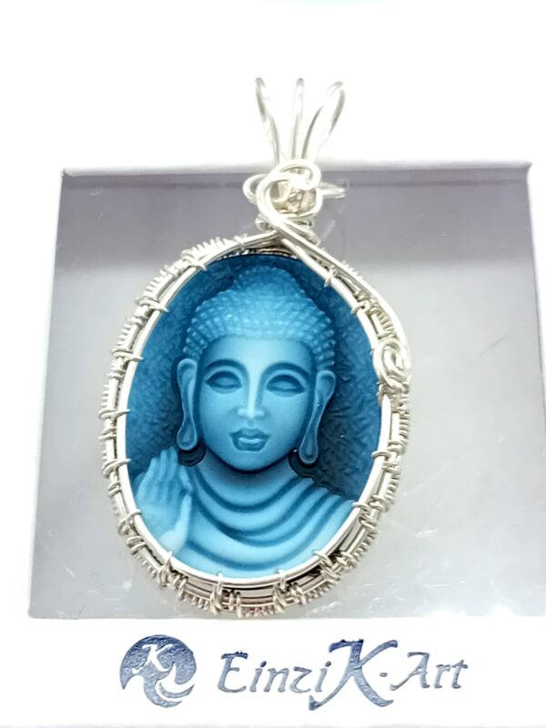 Schmuckanhänger Achat Kamee gefärbt Motiv Buddha 925 Sterlingsilber – Bild 5