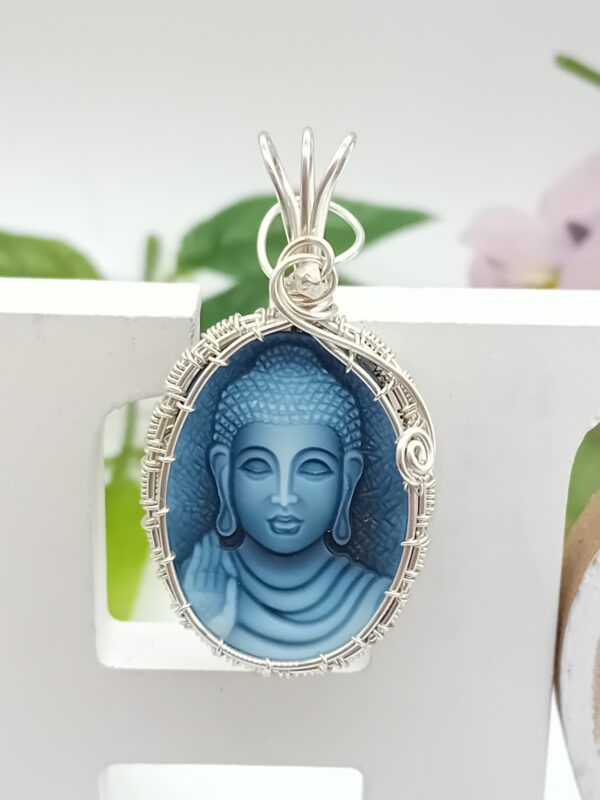 Schmuckanhänger Achat Kamee gefärbt Motiv Buddha 925 Sterlingsilber – Bild 7