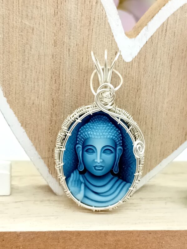 Schmuckanhänger Achat Kamee gefärbt Motiv Buddha 925 Sterlingsilber – Bild 8