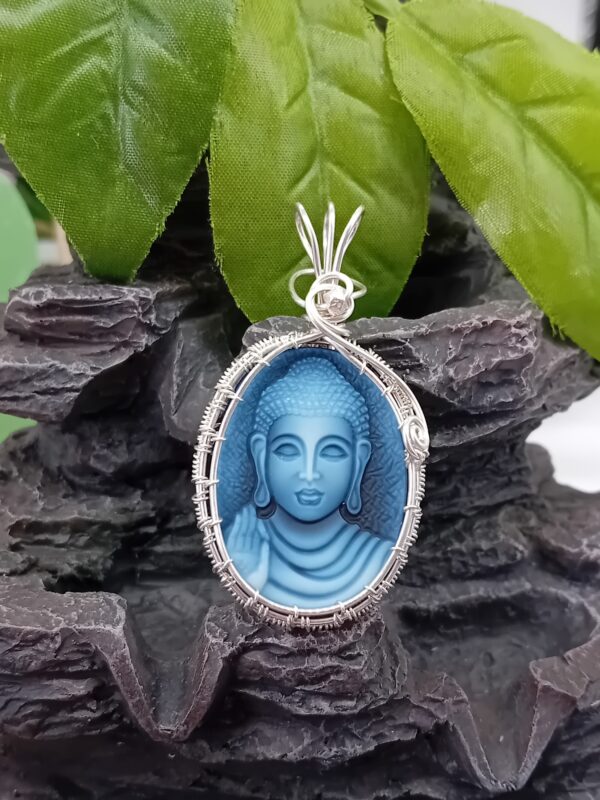 Schmuckanhänger Achat Kamee gefärbt Motiv Buddha 925 Sterlingsilber – Bild 6