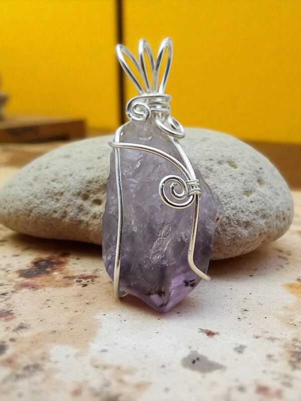 Anhänger Amethyst Rohstein in Sterlingsilber – Bild 3