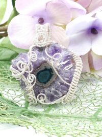 Schmuckanhänger Amethyst Querschnitt in 925 Silber handgefertigt