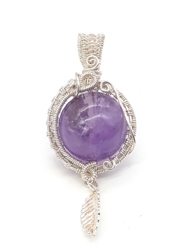Schmuckanhänger Lila Amethyst-Kugel 925 Sterlingsilber handgewebt