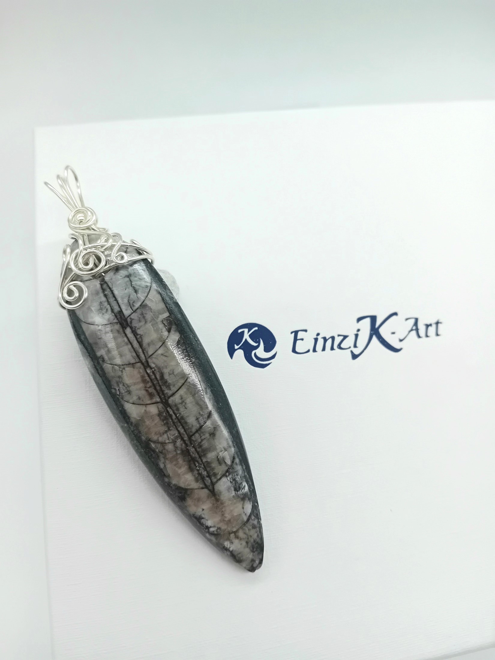 Anhänger aus Fossil Orthoceras 925 Silber – Bild 7