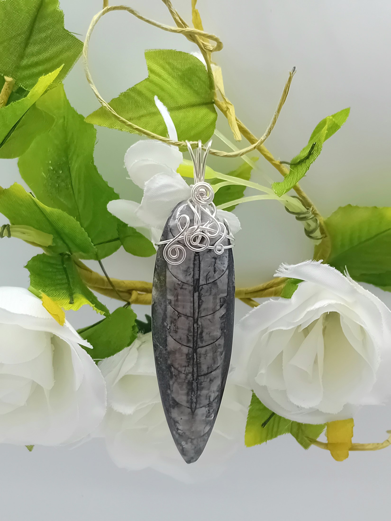 Anhänger aus Fossil Orthoceras 925 Silber – Bild 5