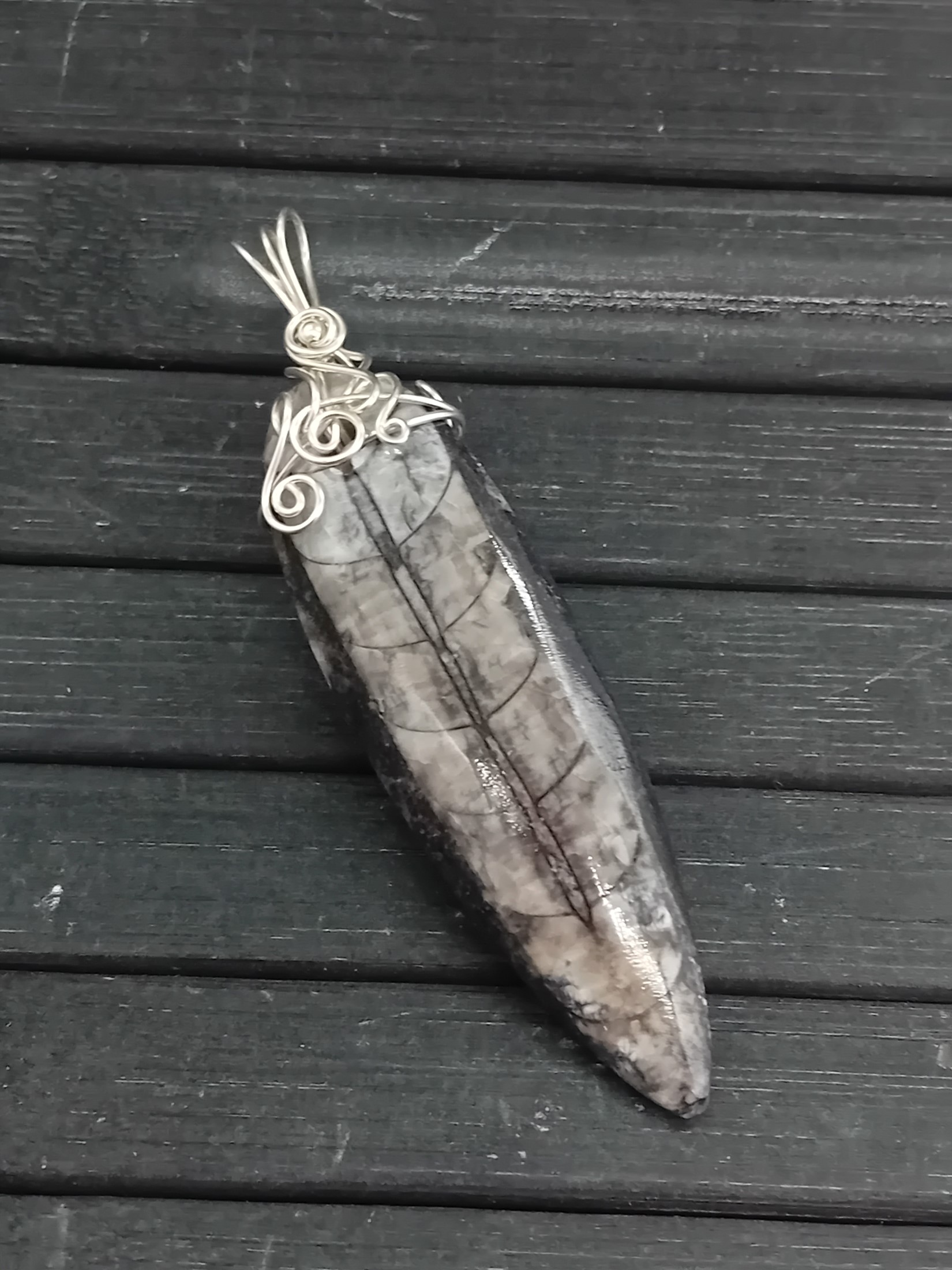 Anhänger aus Fossil Orthoceras 925 Silber – Bild 9