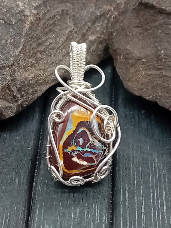 Anhänger Oval Yowah Nuss Opal mit 925 Silber – Bild 6
