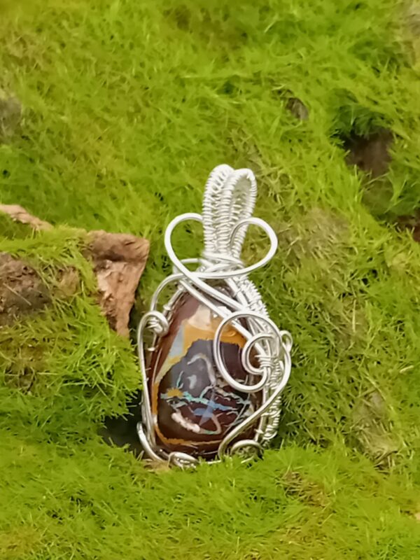 Anhänger Oval Yowah Nuss Opal mit 925 Silber – Bild 7