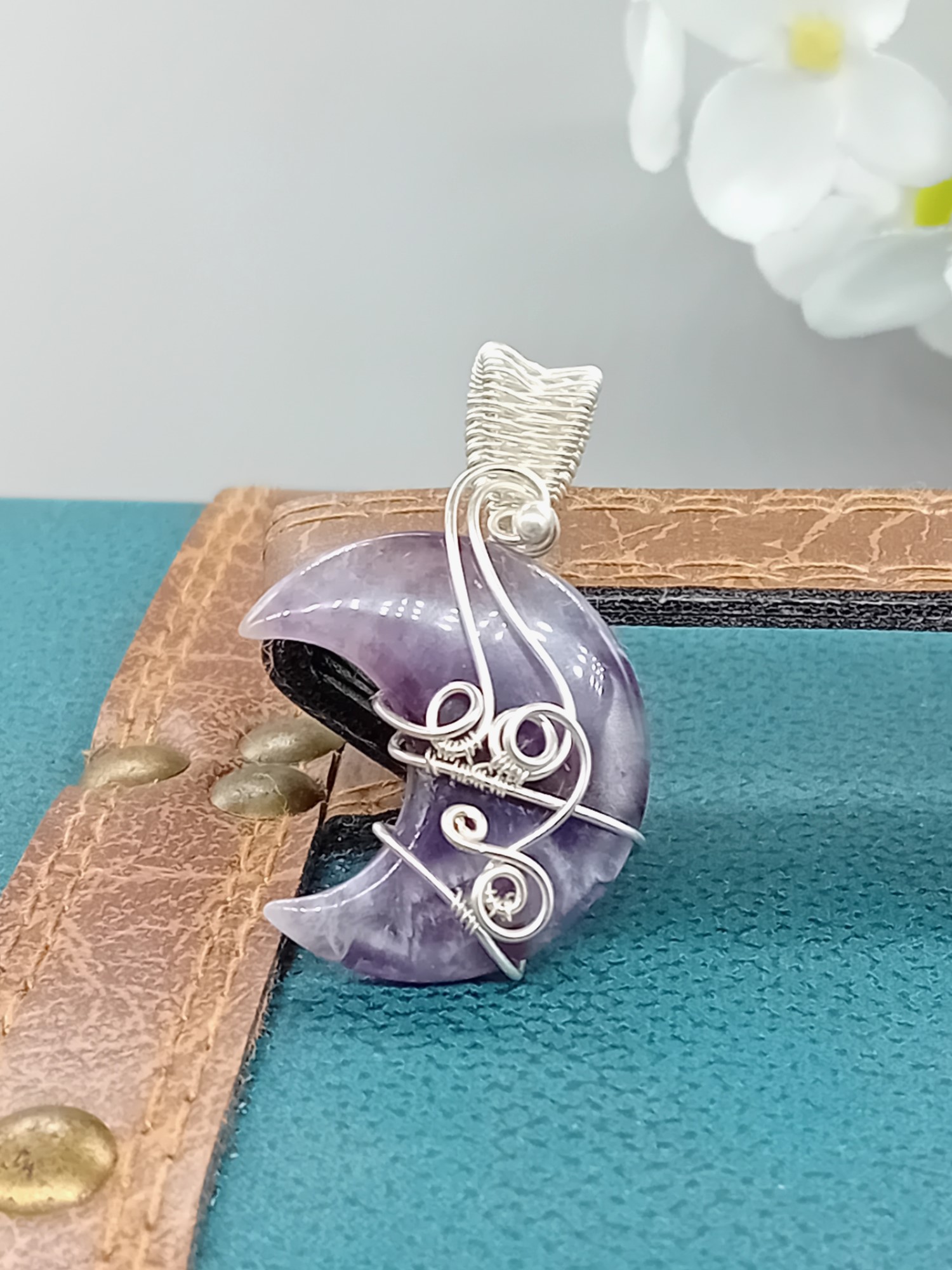 Schmuckanhänger Chevron Amethyst 02 aus 925 Silber – Bild 2