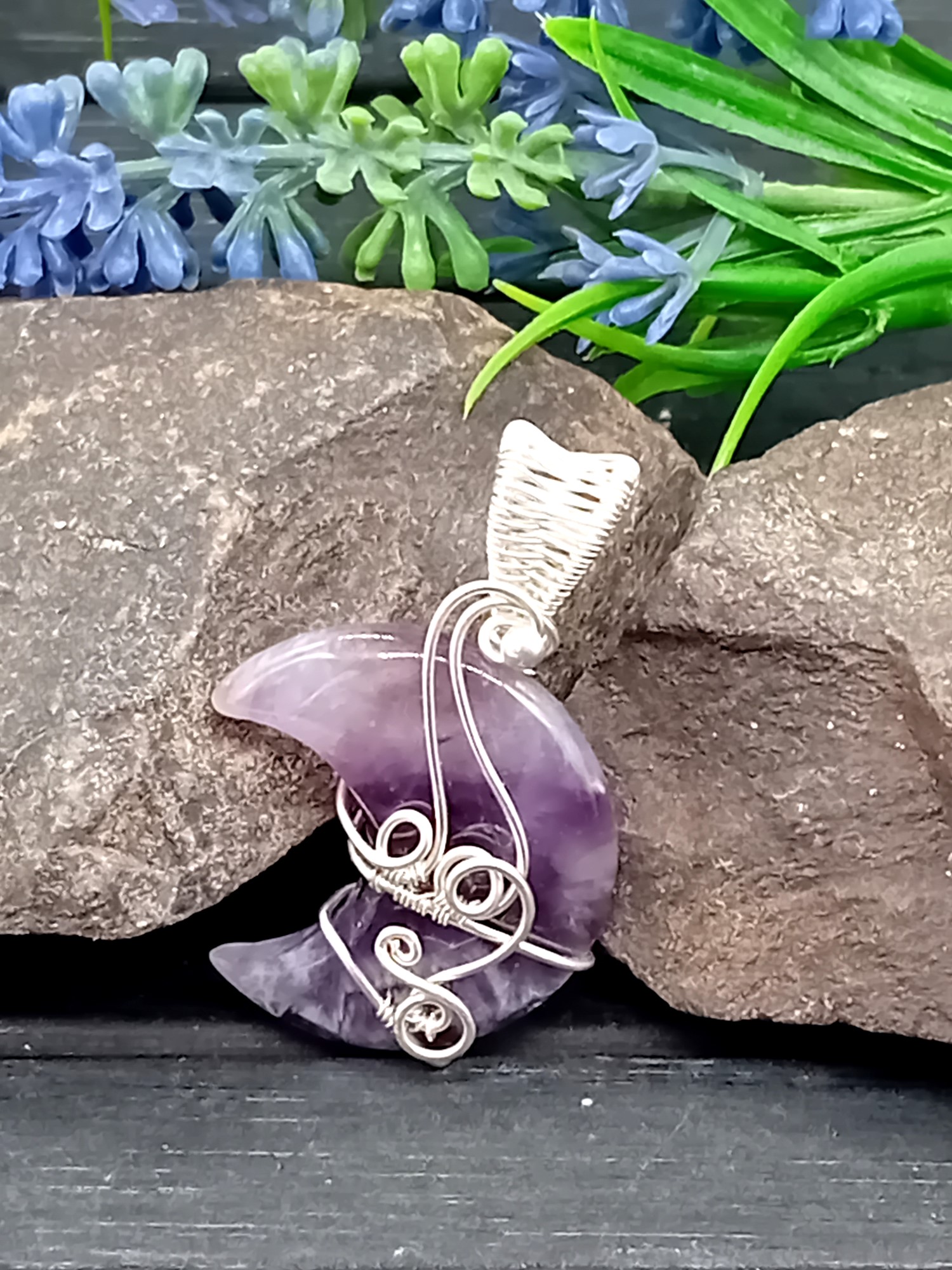 Schmuckanhänger Chevron Amethyst 02 aus 925 Silber – Bild 6