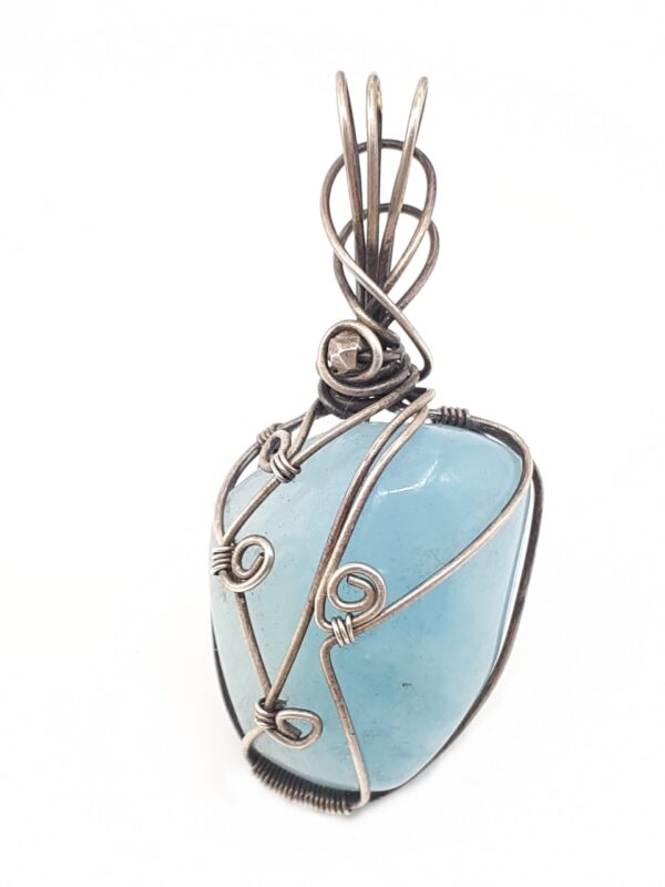 Kettenanhänger Aquamarin blau patiniert 925 Silber