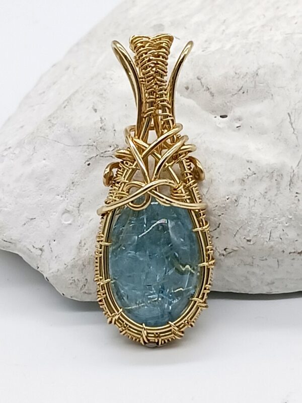 Schmuckanhänger Aquamarin zierlich in 585 Gold – Bild 5