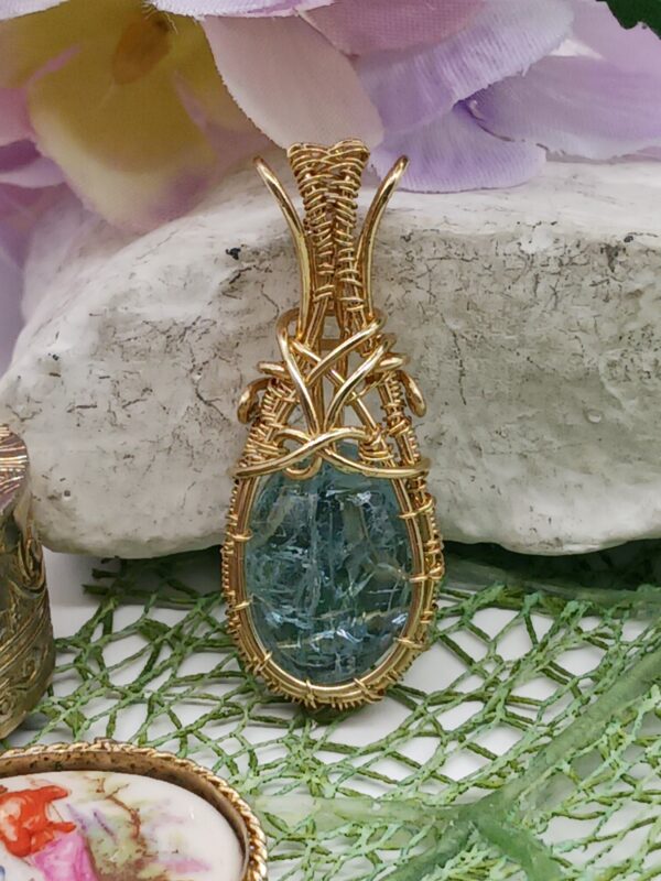 Schmuckanhänger Aquamarin zierlich in 585 Gold – Bild 7