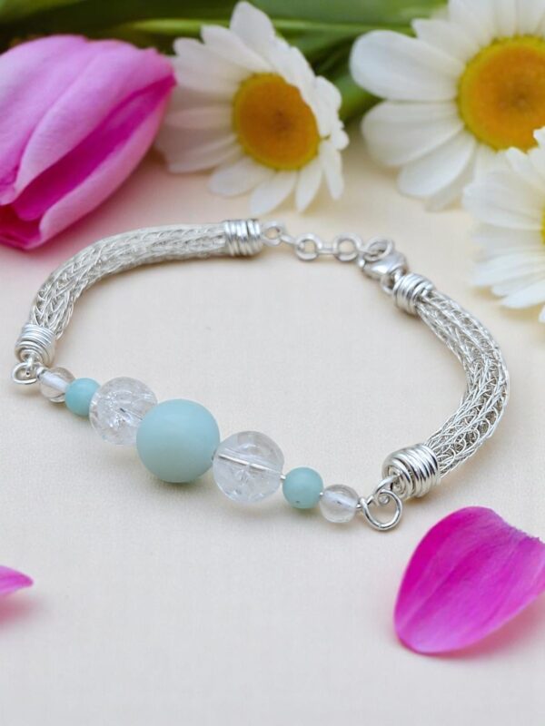 Armband gestrickt mit Andenopal – Bild 5