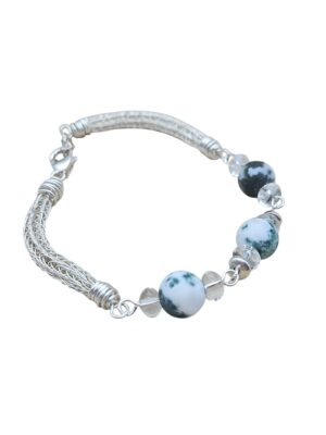 Armband gestrickt mit Baumachat-Perlen