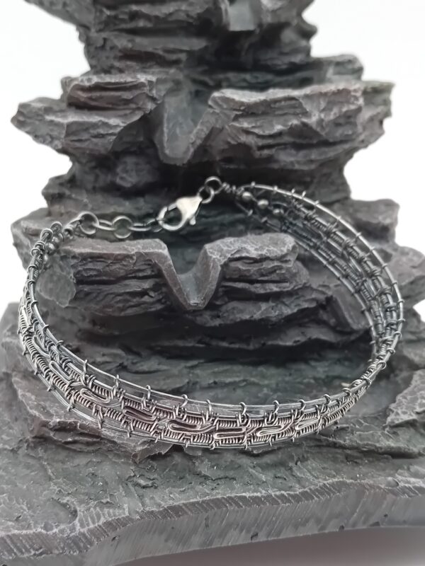 Armband gewebt patiniert 925 Sterlingsilber im Retro-Look (Unisex) – Bild 7
