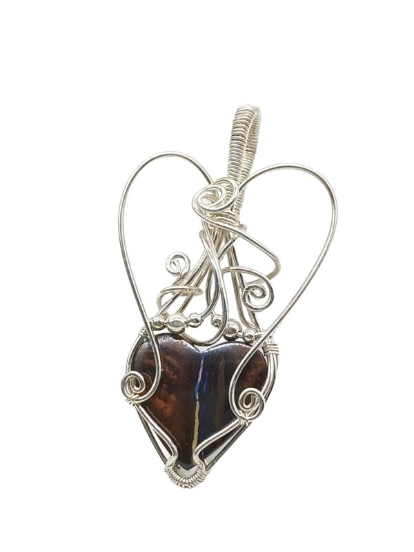 Schmuckanhänger Boulderopal in Herzform 925 Sterlingsilber