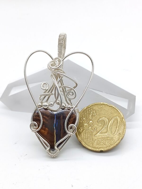 Schmuckanhänger Boulderopal in Herzform 925 Sterlingsilber – Bild 4