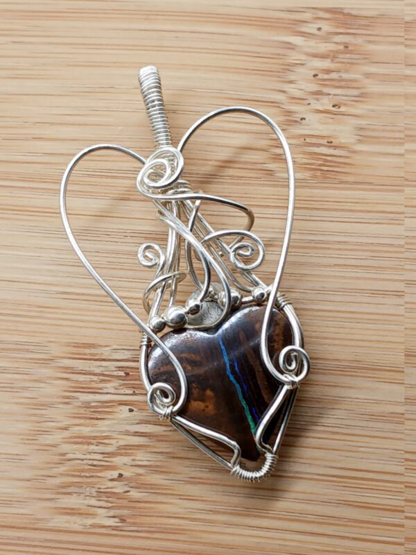 Schmuckanhänger Boulderopal in Herzform 925 Sterlingsilber – Bild 6