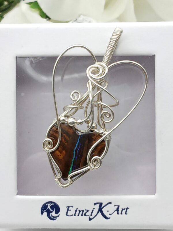 Schmuckanhänger Boulderopal in Herzform 925 Sterlingsilber – Bild 7