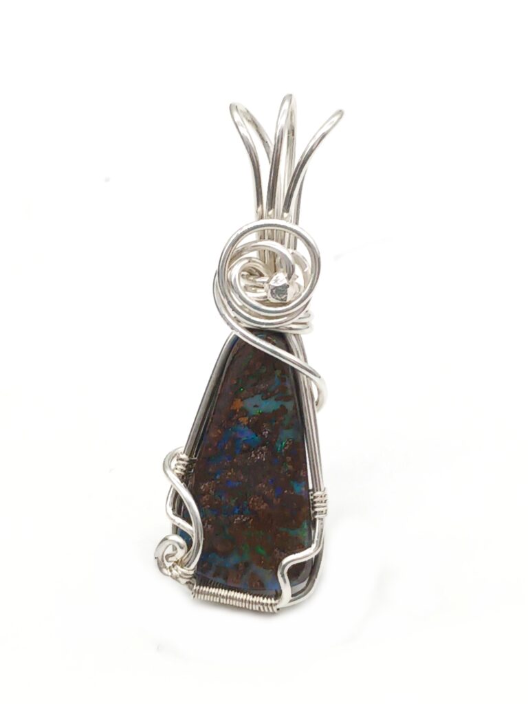 Schmuckanhänger Boulderopal flach 925 Sterlingsilber