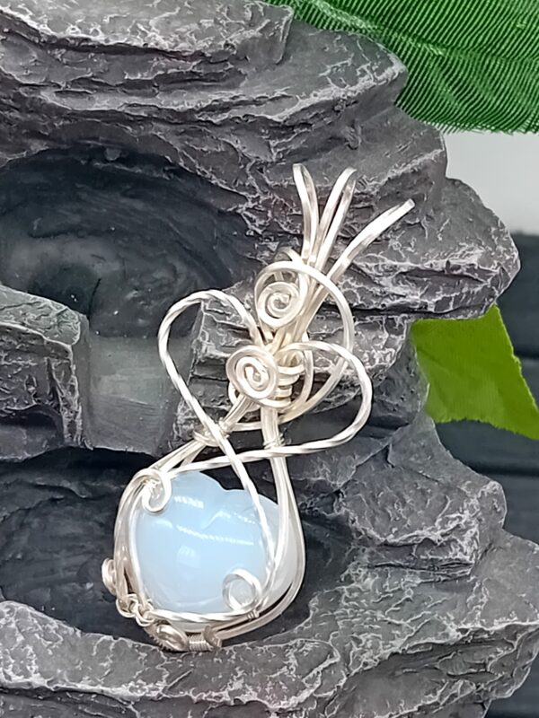 Anhänger Chalcedon Herzform in Sterlingsilberfassung – Bild 2