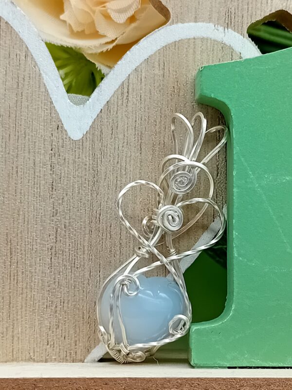Anhänger Chalcedon Herzform in Sterlingsilberfassung – Bild 4
