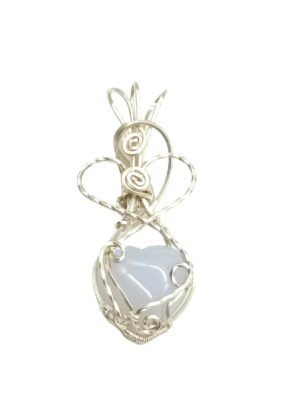 Anhänger Chalcedon Herzform in Sterlingsilberfassung