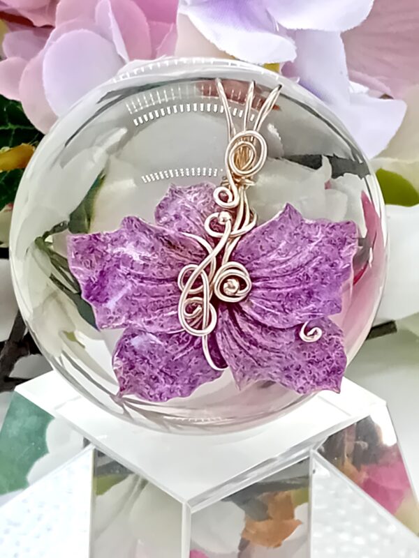 Anhänger Stichtitblüte dunkles altrosa in Sterlingsilber – Bild 4