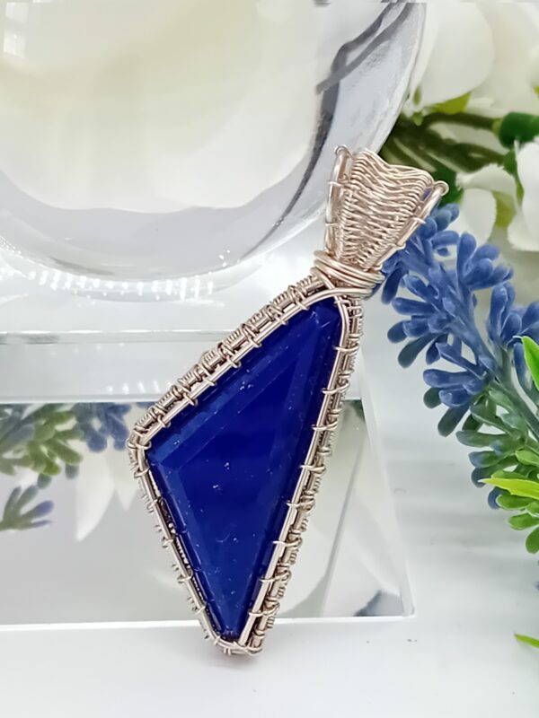 Anhänger Lapislazuli dunkelblau dreieckig Sterlingsilber – Bild 5