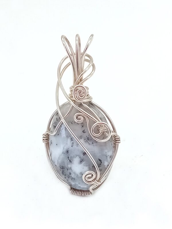 Anhänger Dendritenopal (Merlinit) handgefertigt in 925er Sterlingsilber