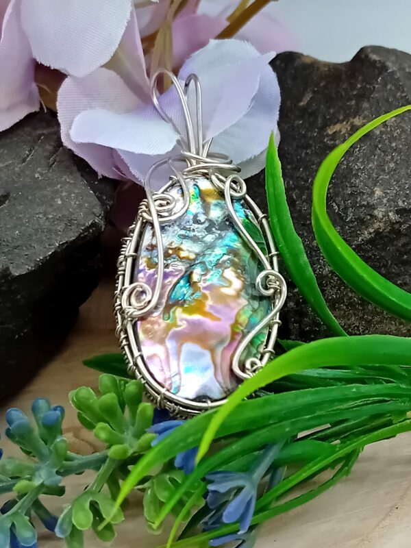 Anhänger Paua-Muschel (Abalone-Muschel) 925 Silber – Bild 2