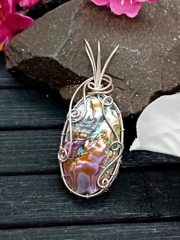 Anhänger Paua-Muschel (Abalone-Muschel) 925 Silber – Bild 4