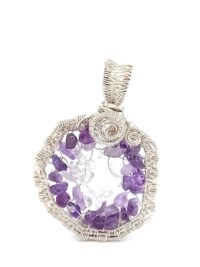 Kettenanhänger „Geode“ mit Amethyst und Bergkristallsplitter in 925er Silber