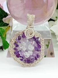 Kettenanhänger „Geode“ mit Amethyst und Bergkristallsplitter in 925er Silber