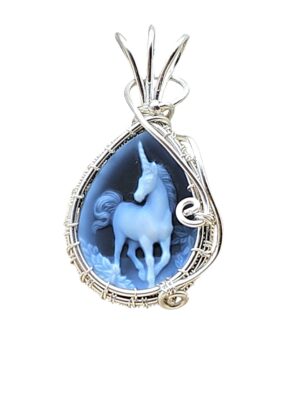 Anhänger Einhorn blau in Sterlingsilber