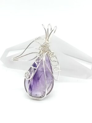 Anhänger Amethyst Tropfenform in Sterlingsilber handgefertigt