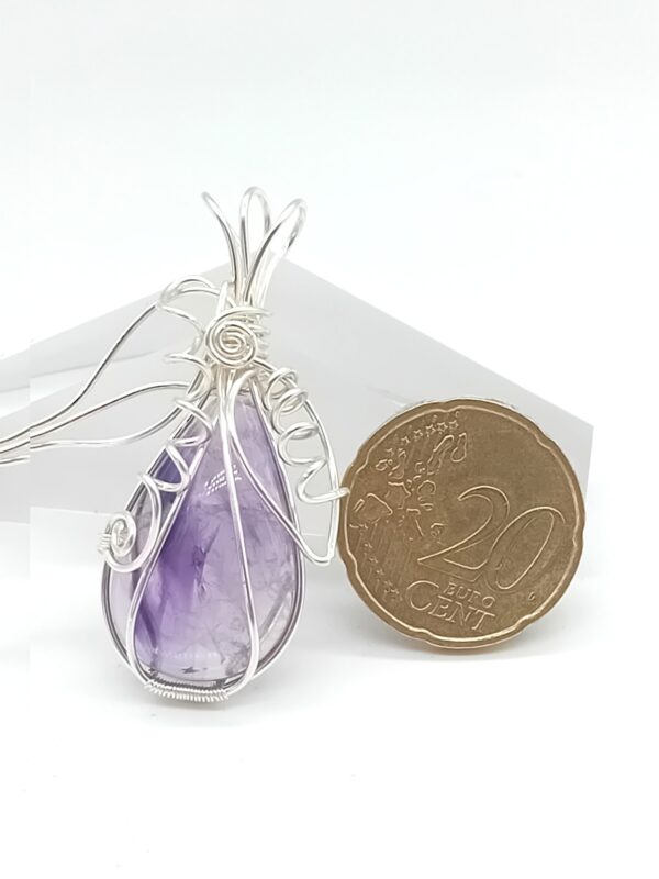 Anhänger Amethyst Tropfenform in Sterlingsilber handgefertigt – Bild 4