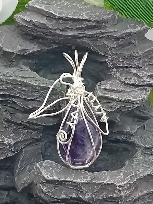 Anhänger Amethyst Tropfenform in Sterlingsilber handgefertigt – Bild 5