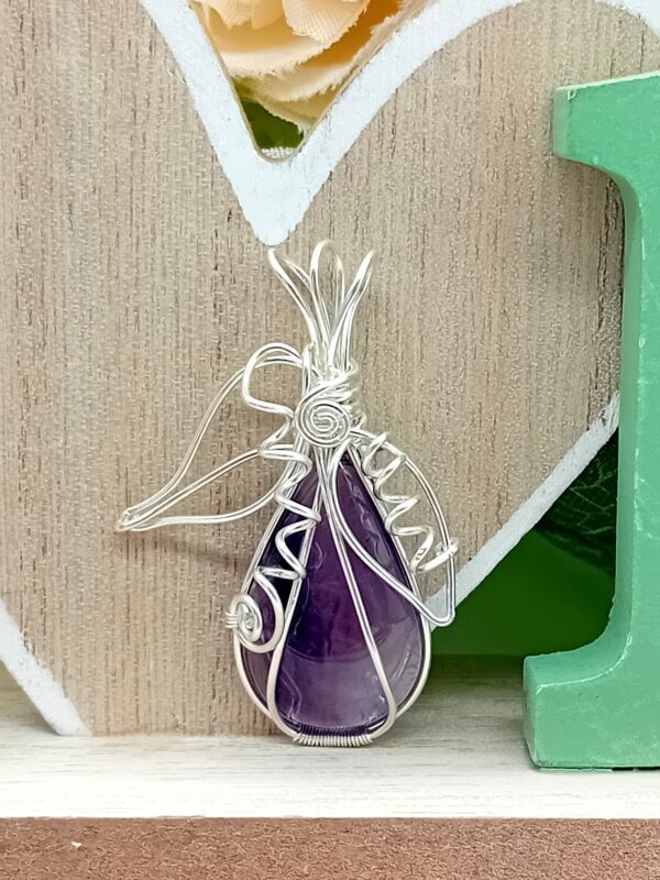 Anhänger Amethyst Tropfenform in Sterlingsilber handgefertigt – Bild 6