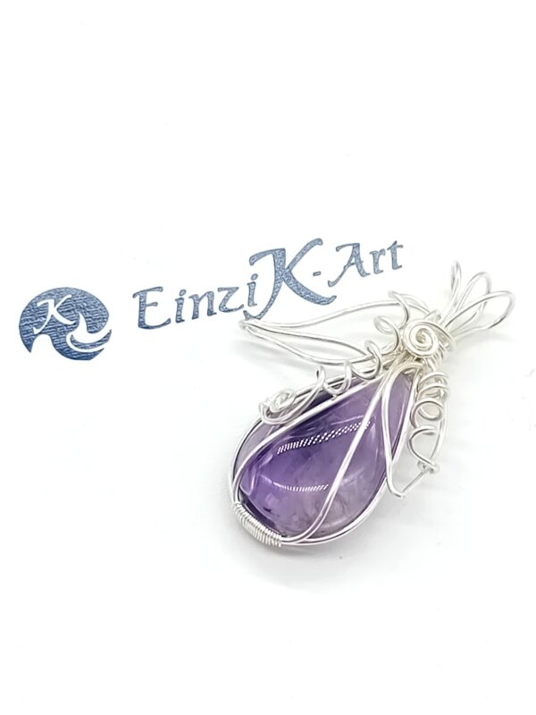 Anhänger Amethyst Tropfenform in Sterlingsilber handgefertigt – Bild 7