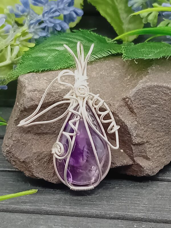 Anhänger Amethyst Tropfenform in Sterlingsilber handgefertigt – Bild 2