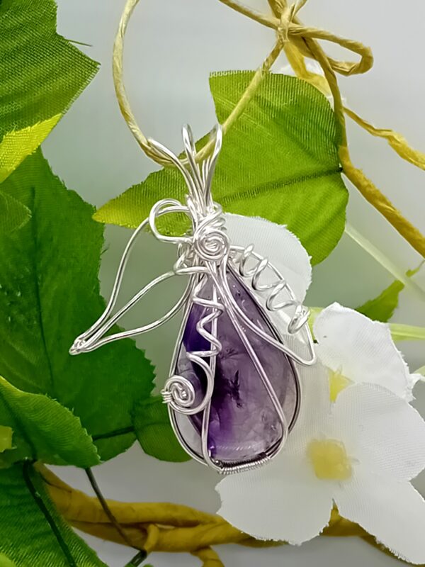 Anhänger Amethyst Tropfenform in Sterlingsilber handgefertigt – Bild 3