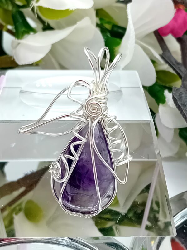 Anhänger Amethyst Tropfenform in Sterlingsilber handgefertigt – Bild 8