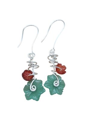 Ohrhänger mit Aventurin und Karneolblüten