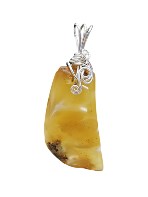 Schmuckanhänger Bernstein handgeschliffen mit Sterlingsilberöse