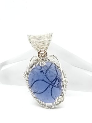 Anhänger Tansanit oval 925 Silber Rosecut Schliff