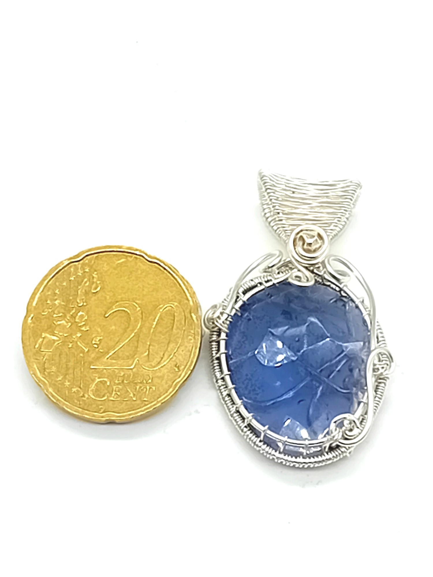 Anhänger Tansanit oval 925 Silber Rosecut Schliff – Bild 3